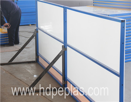 Hdpe synthetic ice rink dasher boards/plastic sheet with steel support structure