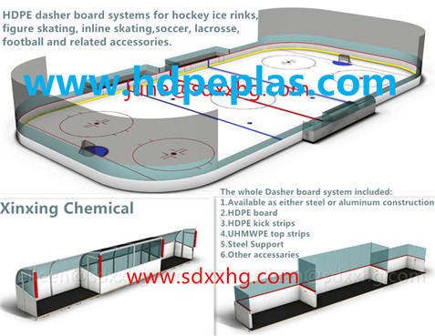 Ice rink railing with steel support